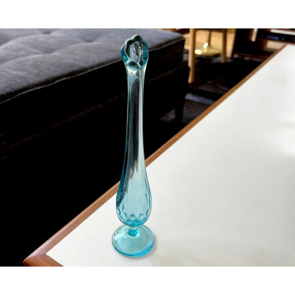 Vintage Ice Blue Footed Viking Vase. 9.5" Tall - Picture 7 of 10